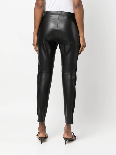 Shop Ermanno Firenze Faux-leather Cropped Trousers In Black