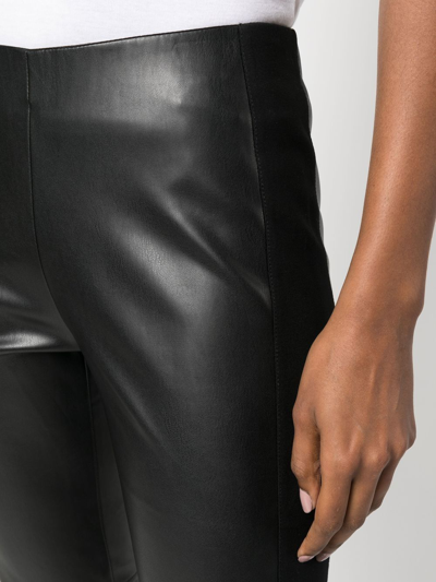 Shop Ermanno Firenze Faux-leather Cropped Trousers In Black