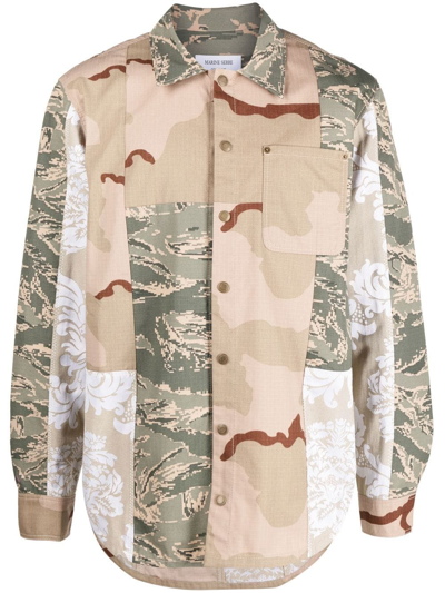 Shop Marine Serre Desert Damask Patchwork Shirt Jacket In Neutrals