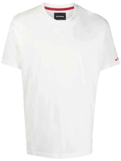 Shop Kiton Embroidered Logo T-shirt In White