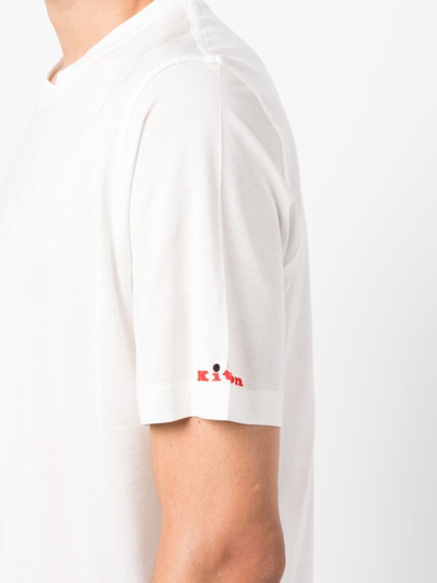 Shop Kiton Embroidered Logo T-shirt In White