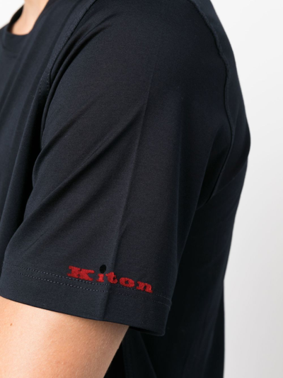 Shop Kiton Embroidered-logo Short-sleeve T-shirt In Blue