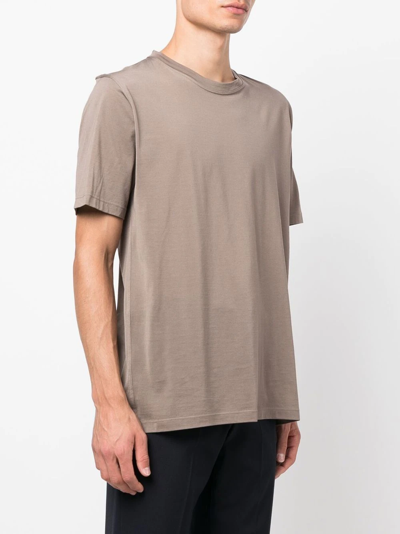 Shop Kiton Embroidered Logo T-shirt In Brown