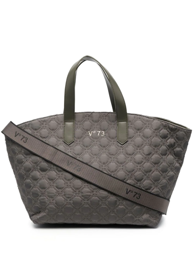 Shop V73 Logo-plaque Quilted Tote Bag In Green