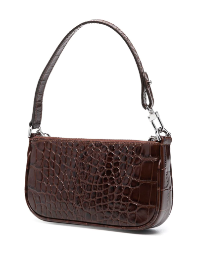 By Far Mini Rachel Croc-effect Bag In Brown