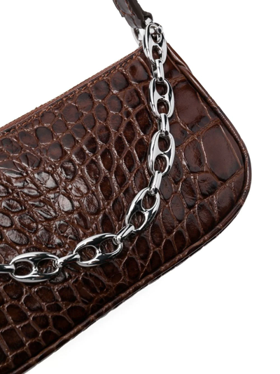 By Far Mini Rachel Croc-effect Bag In Brown