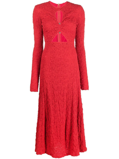 Shop Sabina Musayev Ruched Long-sleeved Maxi Dress In Red