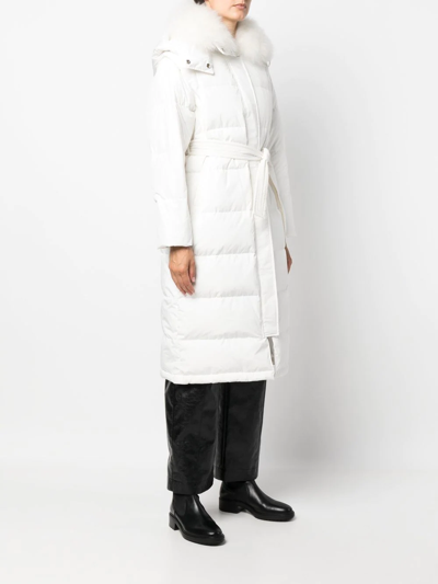 Shop Yves Salomon Duck-feather Padded Coat In White
