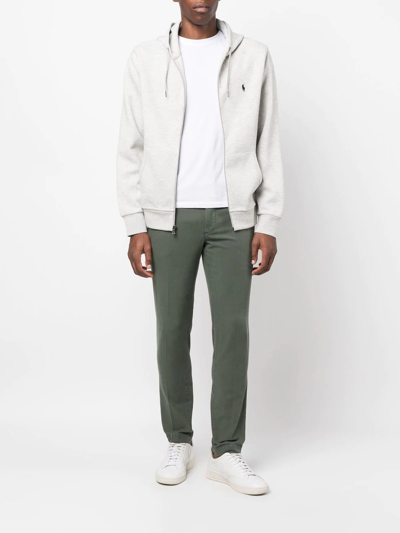 Polo Ralph Lauren Hooded Terry Sweatshirt With Zipper Closure In Grey