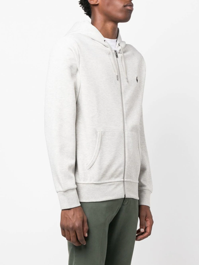 Polo Ralph Lauren Hooded Terry Sweatshirt With Zipper Closure In Grey