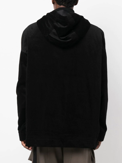 Rick Owens Drkshdw Relaxed Fit Black Zip-up Hoodie With Extended Fabric Detail In Black