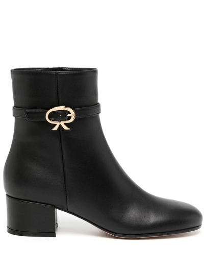 Shop Gianvito Rossi Ribbon 45mm Bow-buckle Ankle Boots In Black