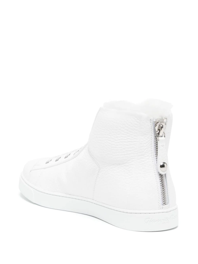 Shop Gianvito Rossi Peter Leather High-top Sneakers In White