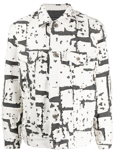 Shop Song For The Mute Patchwork Shirt-jacket In White