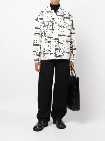 Shop Song For The Mute Patchwork Shirt-jacket In White
