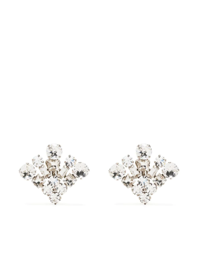 Shop Alessandra Rich Crystal-embellished Clip-on Earrings In White