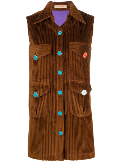 Cormio Corduroy Dress In Brown