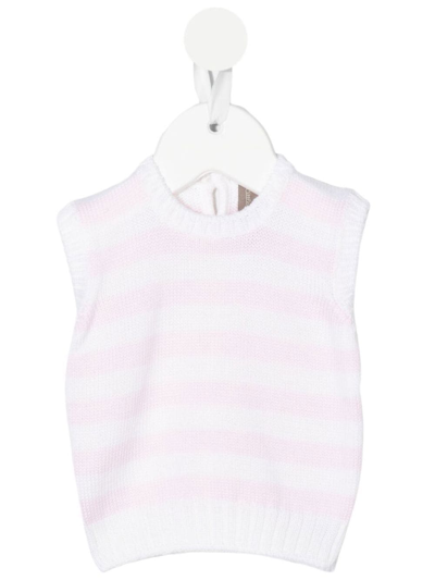 Shop Little Bear Striped Knitted Sweater Vest In White