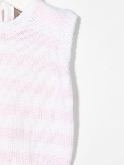 Shop Little Bear Striped Knitted Sweater Vest In White