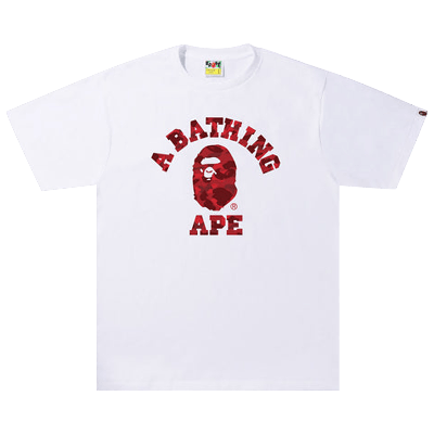 Pre-owned Bape Color Camo A College Tee 'white/red'