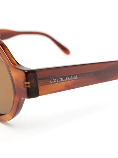 Shop Giorgio Armani Tinted-lens Round-frame Sunglasses In Brown