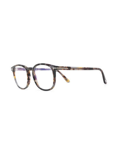 Tom Ford Tortoiseshell-effect Round-frame Glasses In Braun