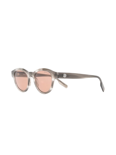 Shop Montblanc Marble-effect Round-frame Sunglasses In Brown