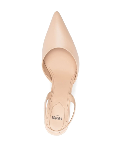 Shop Fendi 100mm Sculpted-heel Slingback Pumps In Rosa