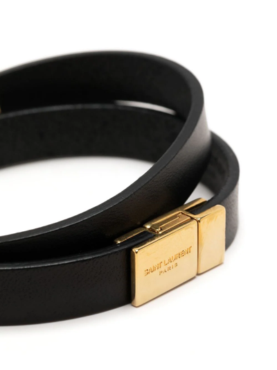 Shop Saint Laurent Logo Double-strap Bracelet In Schwarz