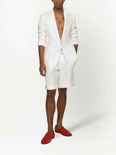 Shop Dolce & Gabbana Tailored Linen Shorts In White