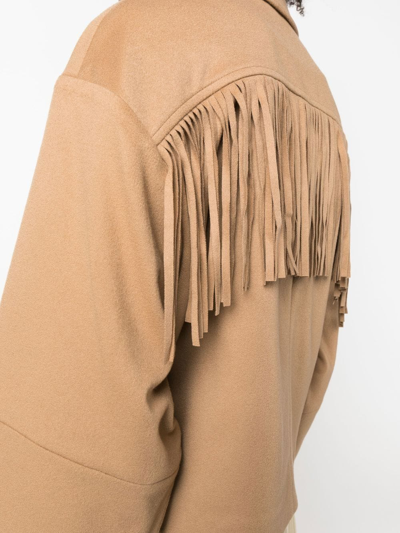 Shop Federica Tosi Rear Fringe-detail Jacket In Nude
