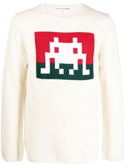 Shop Comme Des Garçons Shirt Graphic-print Jumper In White