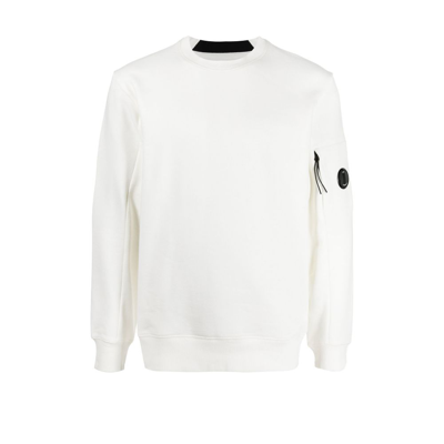 Shop C.p. Company Logo Patch Cotton Sweatshirt In White