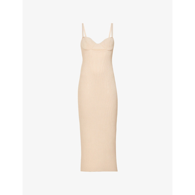 Shop Magda Butrym Sweetheart-neck Sleeveless Knitted Midi Dress In Pink