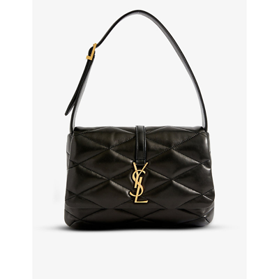 Shop Saint Laurent Women's Black Le 57 Brand-plaque Leather Shoulder Bag