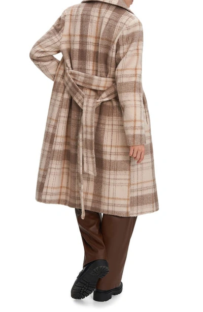 Noize Katja Vegan Wool Plaid Coat In Oat
