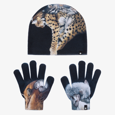 Shop Molo Navy Blue Hat & Gloves Set