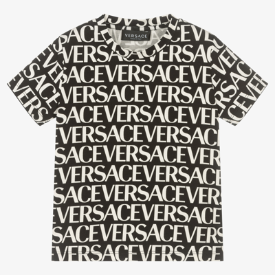 Shop Versace Black & White Logo T-shirt