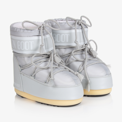 Moon Boot Kids' Grey Short Logo Snow Boots | ModeSens
