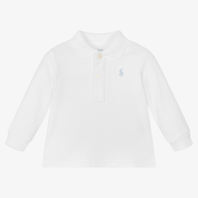Shop Ralph Lauren Baby Boys White Polo Shirt