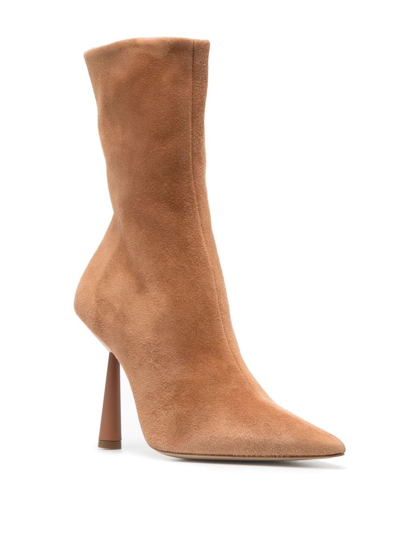 Shop Gia Borghini Rosie 105mm Suede Boots In Brown