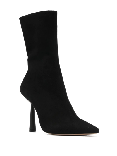 Shop Gia Borghini Rosie 105mm Suede Boots In Black