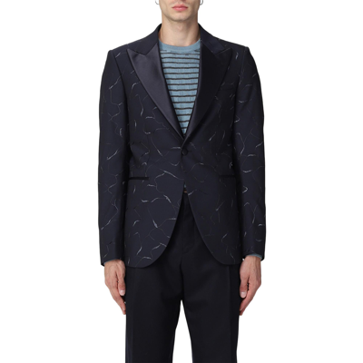 Shop Emporio Armani Men's Blue Polyester Blazer