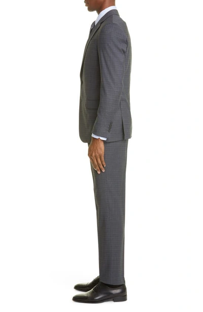 Shop Emporio Armani Performance Plaid Stretch Wool Suit In Solid Dark Grey