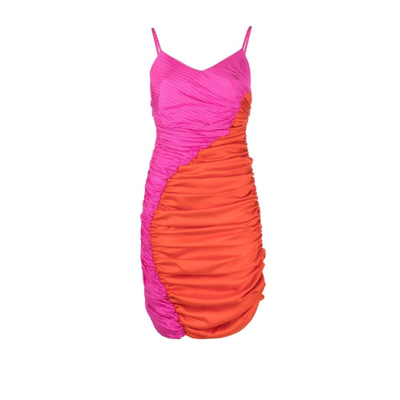 Shop Ahluwalia Pink Jade Ruched Mini Dress In Orange