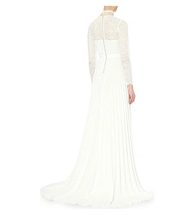 Shop Self-portrait Lace-embroidered Wedding Dress In Off White