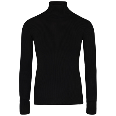 Shop Off-white Helvet Black Roll-neck Fine-knit Jumper