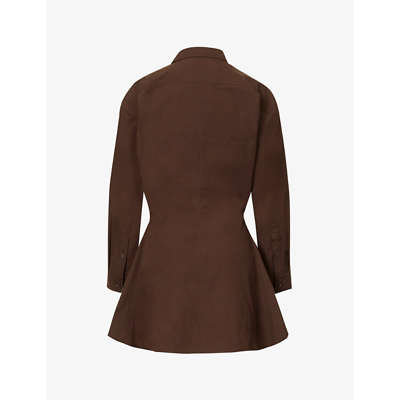 Shop Jacquemus La Robe Baunhilha Cotton-poplin Mini Dress In Brown