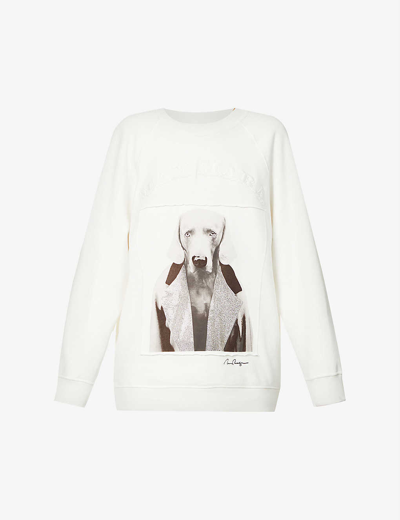 Shop Max Mara Alcide Graphic-print Cotton-jersey Sweatshirt In White