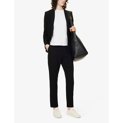 Theory Treeca 2 Cropped Stretch-wool Slim-leg Pants In Black